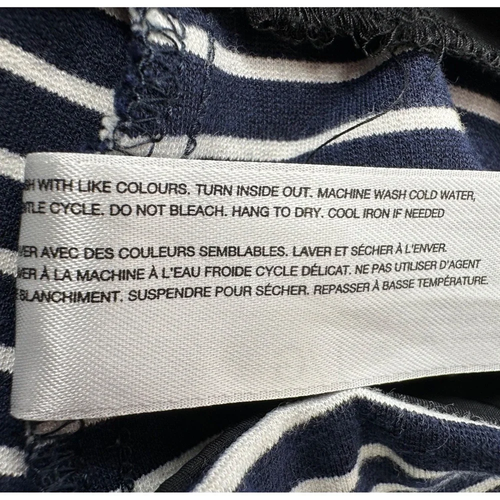 Alfred Sung Jersey Skirt Navy Blue Striped Stretch Pull-on Skirt Women's Large
